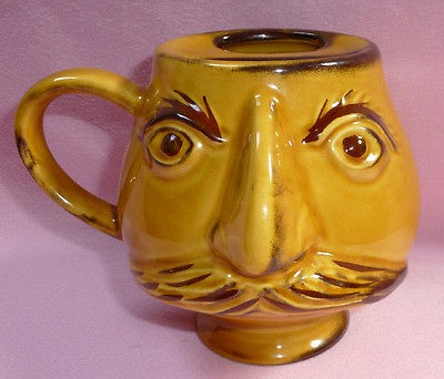   Figural Aviator Explorer Mans Face Shaving Moustache Coffee Cup Mug