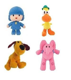 Complete set of 4 plush Pocoyo, Pato, Elly, Loula   NWT by Bandai 