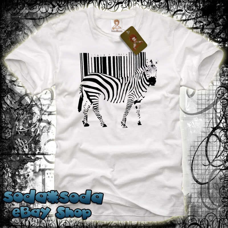 stencil BAR CODE ZEBRA Mens T SHIRT energie Banksy  L 