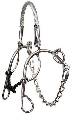 Barrel Racing Bit, Combo Hackamore Gag, Dog Bone Mouth Piece, Western 