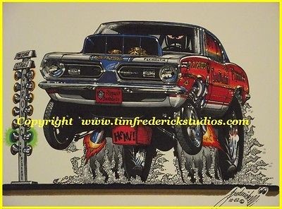 SOX & MARTIN 68 HEMI CUDA RONNIE SOX DRAG RACE CARTOON TRIBUTE ART 