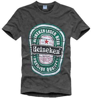 Mens Heineken Beer Gray Black Short Sleeve T Shirt Size XL