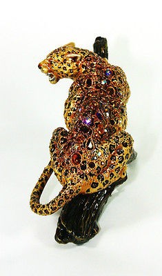 JAY STRONGWATER LEOPARD JAGUAR ON A BRANCH SWAROVSKI LIMITED EDITION 