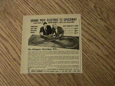 1958 POLKS HOBBIES NEW YORK ADVERTISEMENT GRAND PRIX ELECTRIC RACE 