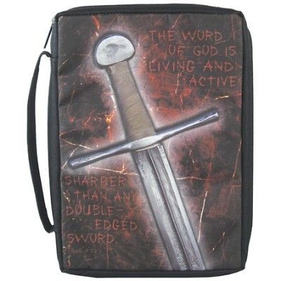 Sword Of God Bible Cover Black Canvas Large Size   Zipper Closure 