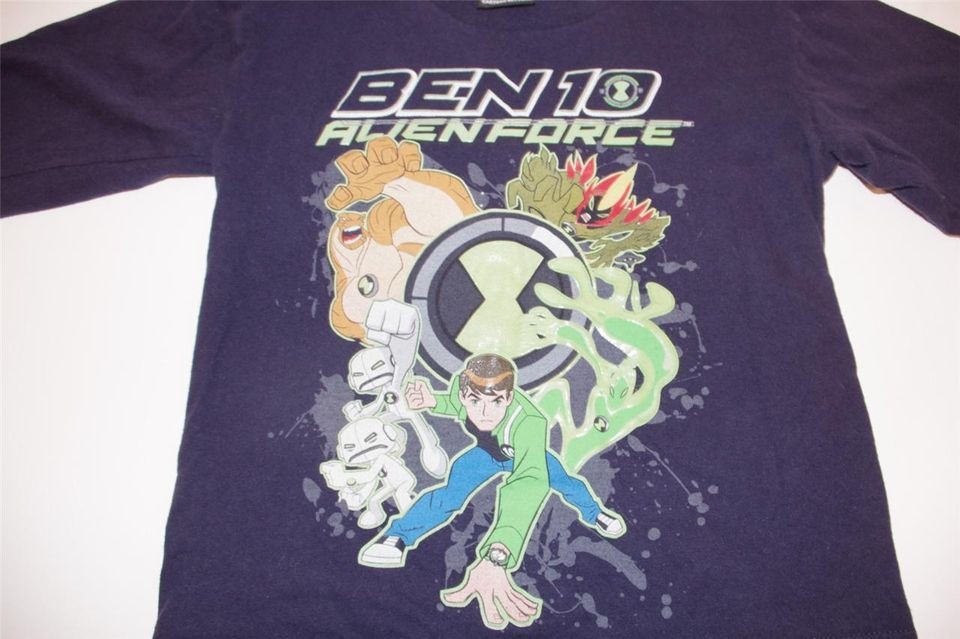 Boys Ben 10 Alien Force Size 8 Shirt Cartoon Network Graphic Tee 100% 