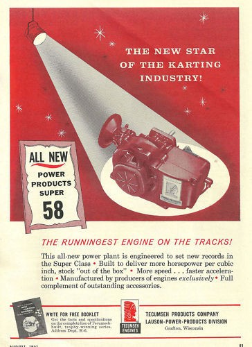 Vintage Neat 1960s Power Products Super 58 Go Kart Ad