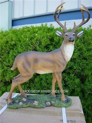 BUCK DEER STATUE STATUE LOG CABIN LODGE HUNTING DECOR WHITETAIL