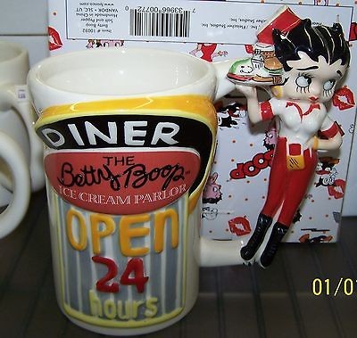 BETTY BOOP ICE CREAM PARLOR CERAMIC open 24 hours diner mug VERY 