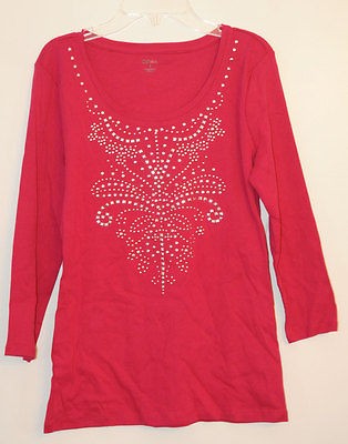 Style & Co Womens Size S Dark Pink Tunic Top Embellishments NWOT 8732