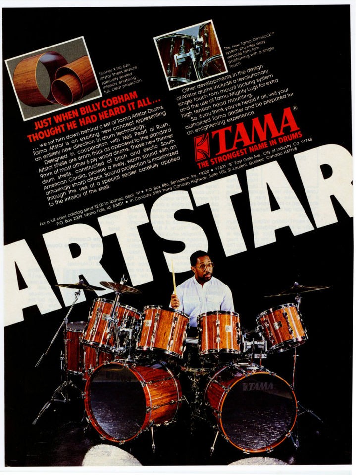 Tama Artstar Drums Billy Cobham Endorsement Vintage Print Ad 1983