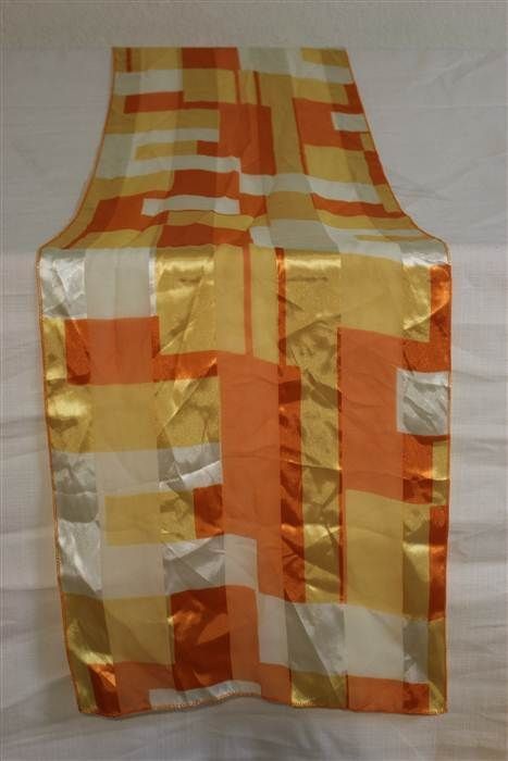 Bijoux Terner Bright Orange Yellow White Square Pattern Oblong Scarf 