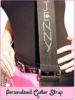   Guitar Strap Black Rhinestone Gift Diamante acoustic electric music