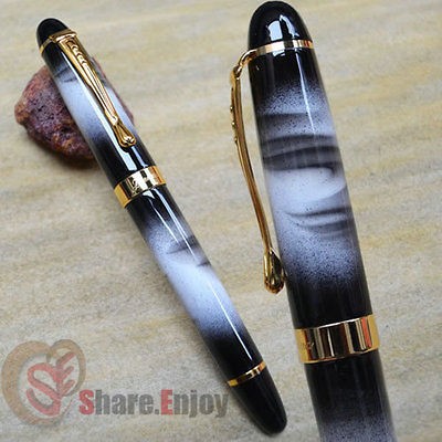 JINHAO X450 BLACK WITH WHITE FOG BARREL BROAD NIB FOUNTAIN PEN