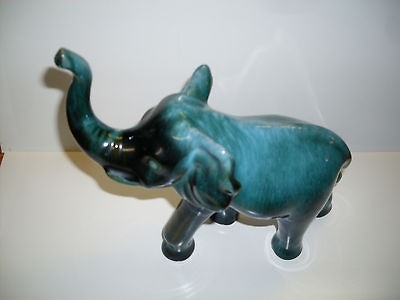 BLUE MOUNTAIN POTTERY LARGE TRUNK UP ELEPHANT