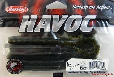 BERKLEY HAVOC BOYD DUCKETT 6 JUICE WORM JR HVMJWJ6 GP GREEN PUMPKIN