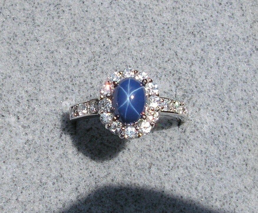 LINDE LINDY CRNFLR BLUE STAR SAPPHIRE CREATED RHOD .925 SILVER CLUSTER 