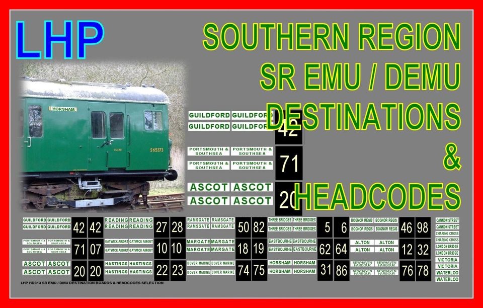   REGION HEADCODES & DESTINATION BOARDS 15 SETS FOR EMU DEMU UNITS OO