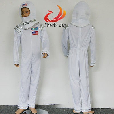 White Astronaut Space Jumpsuit Child Unisex Spaceman Dress Up Costume 