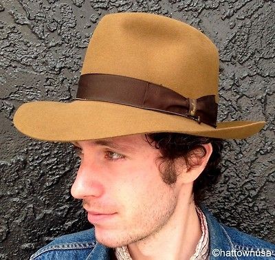 NEW FUR FELT BORSALINO HAT Fedora Cinnamon Whisky Brown MADE IN ITALY 