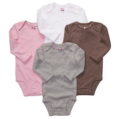   GIRLS LONG SLEEVE 4 PACK BODYSUITS 3 MONTHS NEW WITH TAGS COTTON