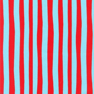   Dr. Seuss Stripes Turquoise Red Fat Quarter Robert Kaufman Fabric