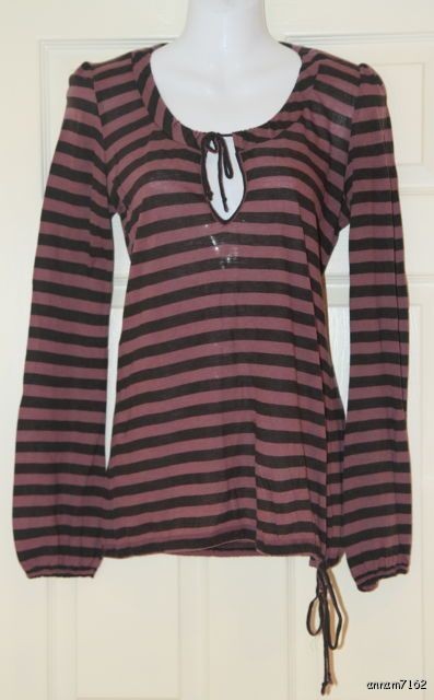 SONIA RYKIEL PARIS LADIES SZ S RETRO STRIPED LS KNIT LYOCEL WOOL BLEND 