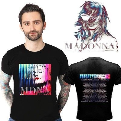 NEW MADONNA NORTH AMERICAN TOUR 2012 TWO SIDE BLACK SHIRT S,M,L,XL,2XL 