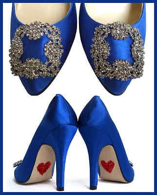   SOMETHING BLUE COBALT CARRIE CRYSTAL WEDDING BRIDAL PUMPS SHOES 10