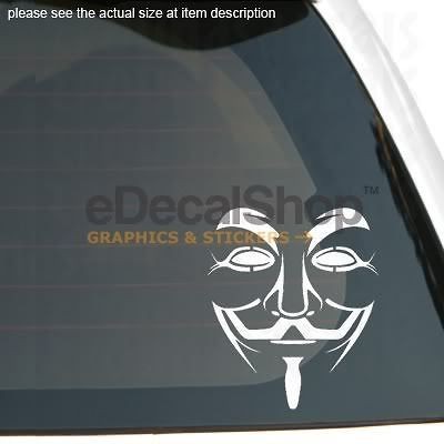 GUY FAWKES MASK Vinyl Sticker Car Window Racing Decal