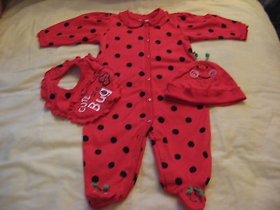 NEWBORN 3MO COTTON LADY BUG SLEEP AND PLAY OR COSTUME 9MO +