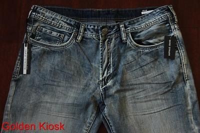 NWT BUFFALO King Slim Boot Vintage Worn Wash Denim Jeans for men