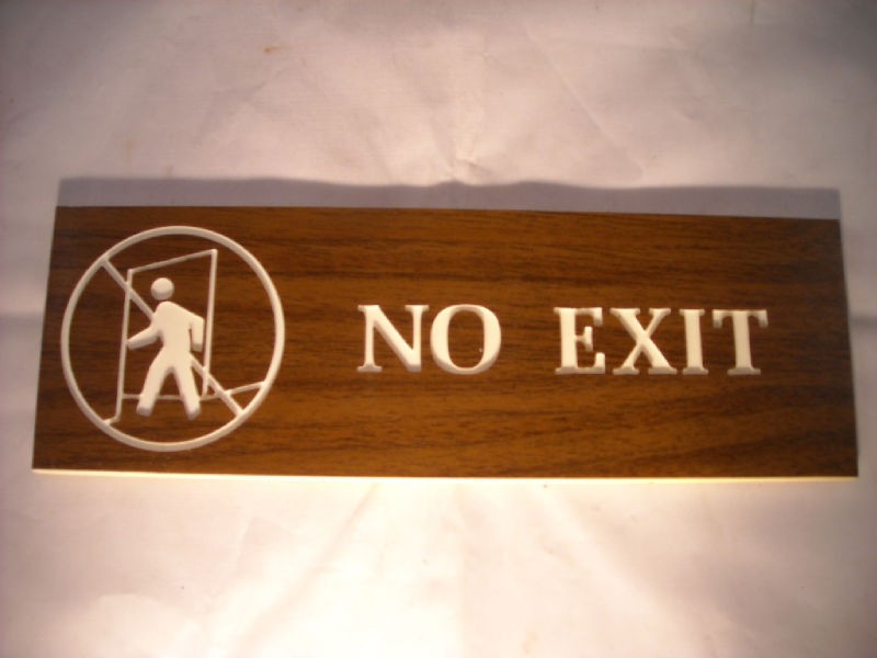 Vintage Interior Business Door or wall No Exit Sign