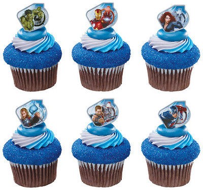   Iron Man Captain America (12) Cupcake Cake Pops Party Rings Favors