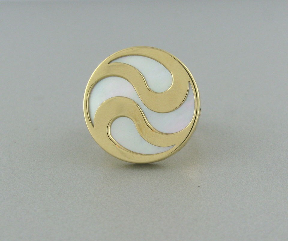 BVLGARI 18K GOLD MOTHER OF PEARL OPTICAL RING $2350