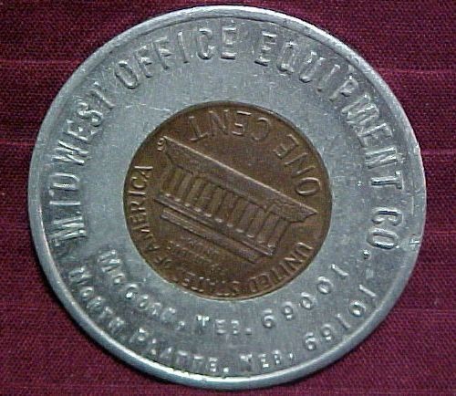 1973 D Encased Cent Penny Midwest Office Equipment McCook North Platte 