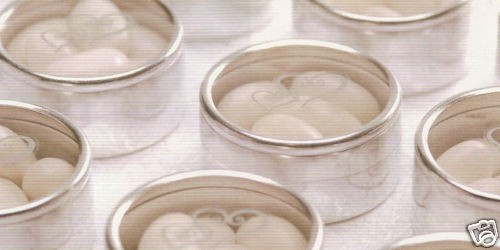 Round Clear Top Wedding Favor Boxes W/Stickers   12 set
