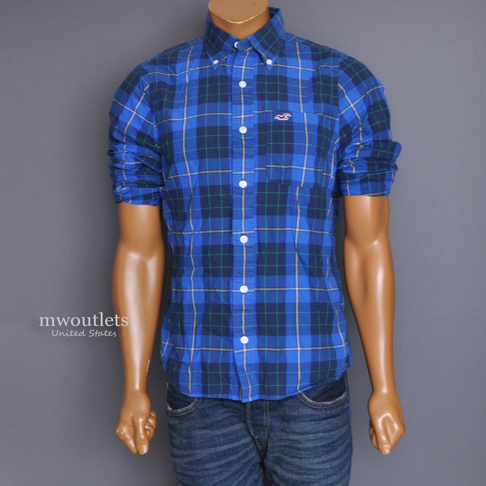 New Hollister Mens Calabasas Preppy Ocean Beach Plaid Shirt