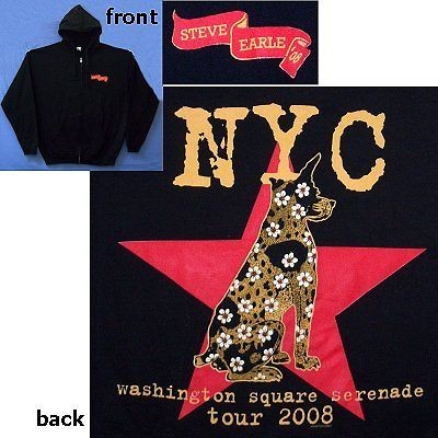 STEVE EARLE NYC STAR TOUR 2008 ZIP SWEATSHIRT HOODY M