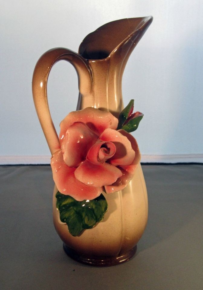 Vintage Capodimonte Italian Porcelain Flower Centerpiece Pink and 