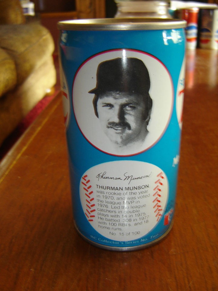   Thurman Munson Baseball Stats RC Cola Empty Crimped Steel Soda Pop Can