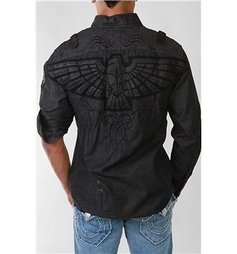 ROAR TRIUMPH BLACK/LEATHER LONG SLEEVES SHIRT