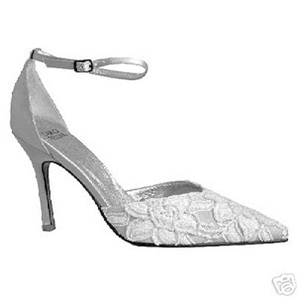 Carlo Fellini Denise White Beaded Satin Ankle Strap Wedding Bridal 