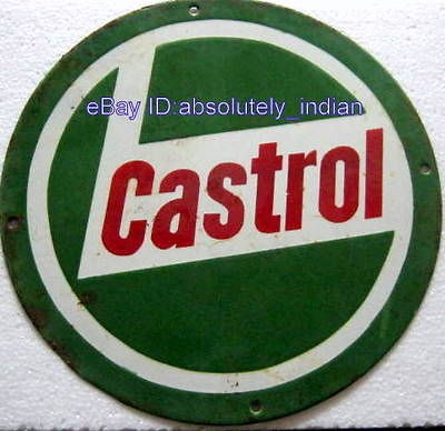 OLD VINTAGE VITREOUS PORCELAIN ENAMEL SIGN   CASTROL   12 DIA