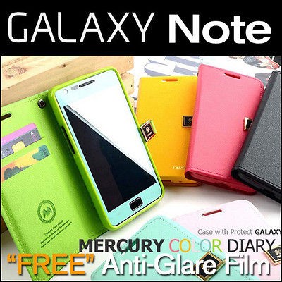   GALAXY NOTE i9220 GT N7000 MERCURY Diary Leather Cell Case New 7COLOR