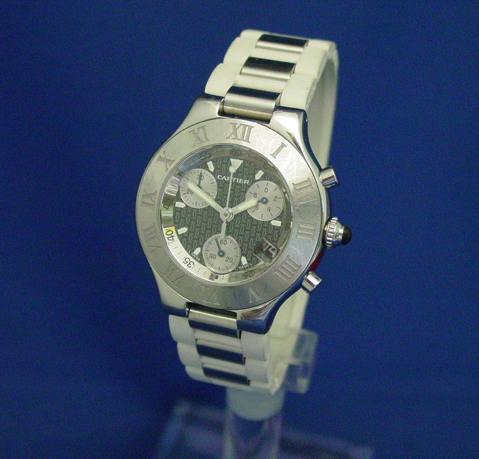 GENTS STAINLESS STEEL CARTIER MUST 21 CHRONOSCAPH QUARTZ WRISTWATCH