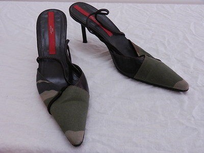 Womens EU 5.5 US 8 JET SET PARIS Camo Slingback Stiletto High Heels