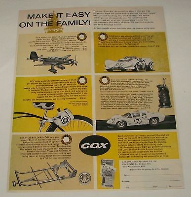 1966 Cox ad ~ JU87D STUKA, JIM HALL CHAPARRAL, etc