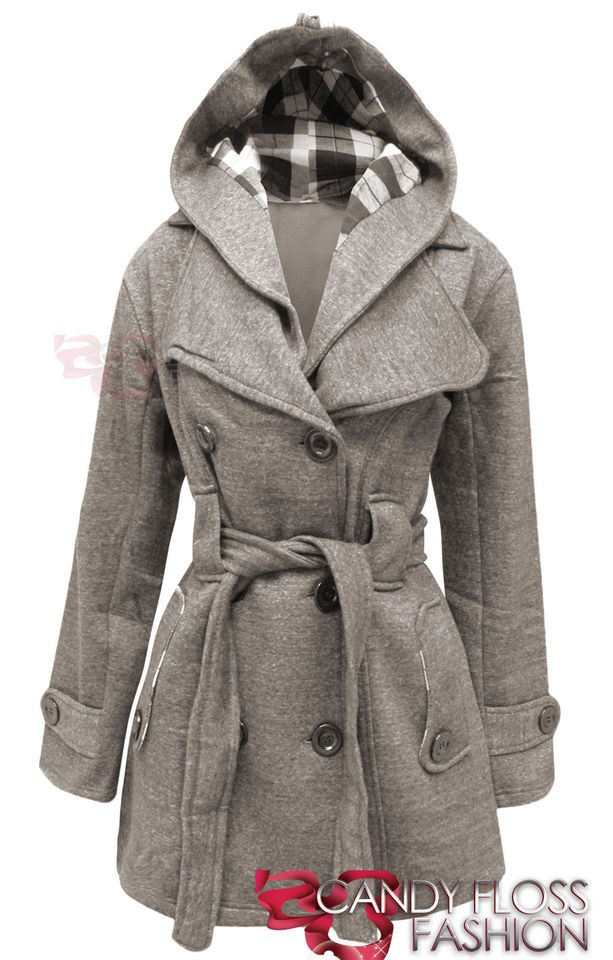 NEW LADIES HOODED BELTED FLEECE JACKET WOMENS COAT TOP SIZES 8 10 12 