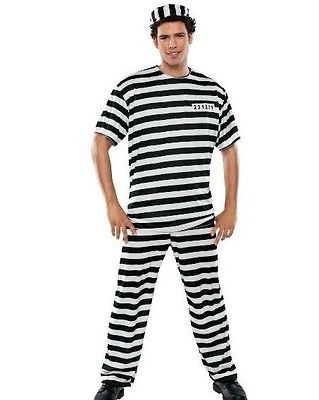 NWT Mens Striped CONVICT PRISONER JAIL Bird Costume Adult Size M L XL 